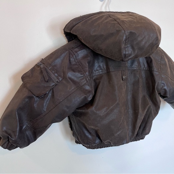 Big Chill Brown Faux leather Bomber Jacket Sherpa Lined Boys 18 Months Pilot - Picture 6 of 6